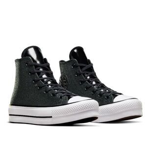 Converse Chuck Taylor Allstar Hi Platform Black Glitter Sz 9